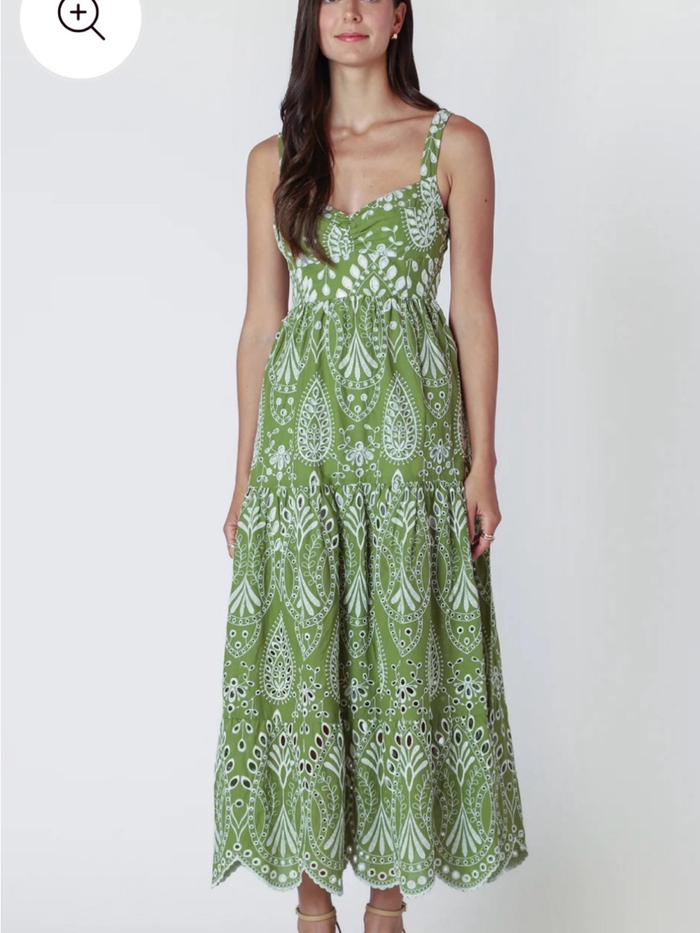 Black tape tiered green embroidered maxi dress XL NWT